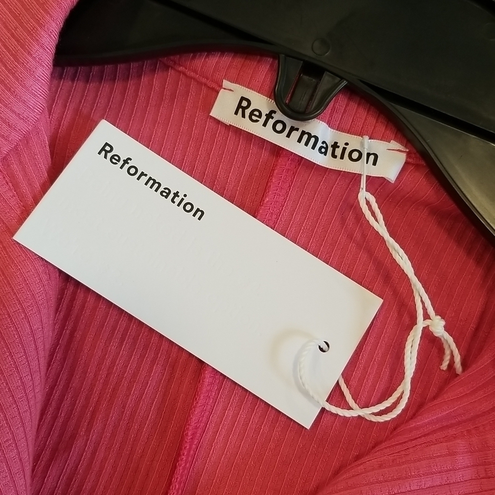 💕REFORMATION💕 Pete Dress ~ Snapdragon Pink Ribbed Medium M NWT - Picture 12 of 14